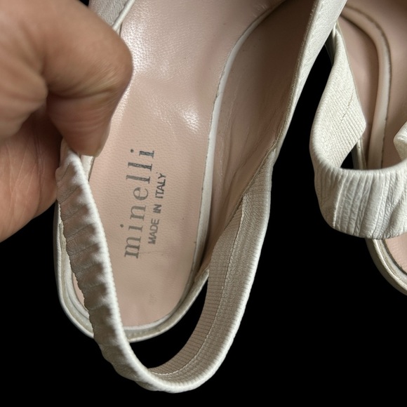 Minelli White Leather Slingback Heels - Picture 5 of 6